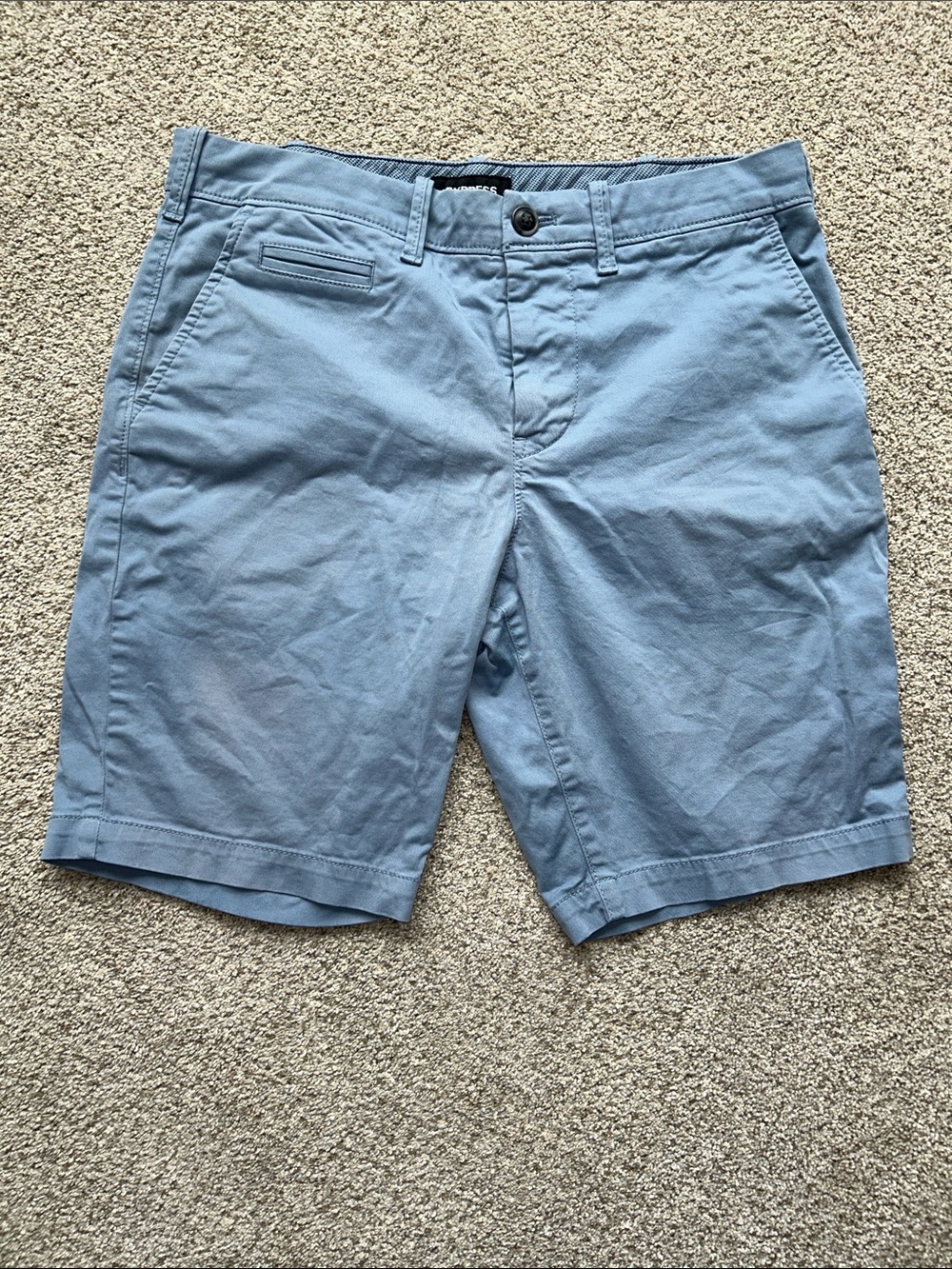 Express Men's Dusty Blue Flat-Front Chino Shorts